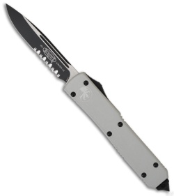 Microtech Ultratech Knife Silver OTF S/E Automatic (3.44" Black Serr) 121-2CL