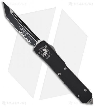 Microtech Ultratech D/A OTF Automatic Tanto Knife (3.44" Black Full Serr) 123-3