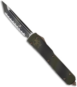 Microtech Green Camo Ultratech T/E OTF Automatic Knife (3.44" Full Serr) 123-3GC