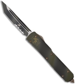Microtech Green Camo Ultratech T/E OTF Automatic Knife (3.44" Serr) 123-2GC
