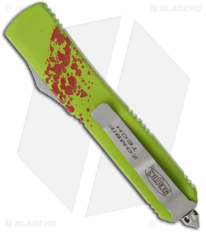 Microtech Ultratech Green Zombie Tech OTF Knife (3.5" Bead Blast Serr