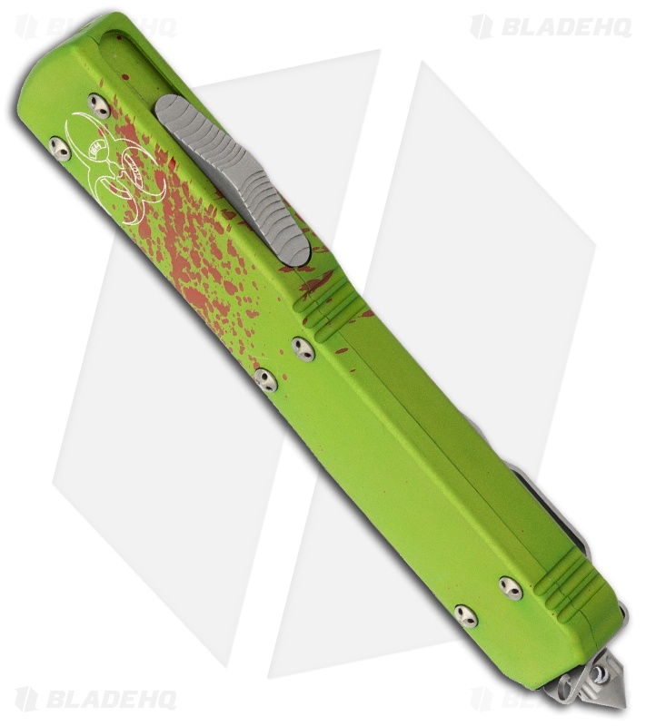Microtech Ultratech Green Zombie Tech OTF Knife (3.5" Bead Blast Serr