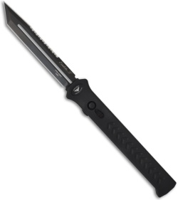Asheville Steel Paragon Estiletto-Tanto OTF Auto Knife (5.5" Black Plain/Serr)