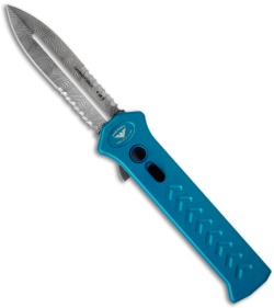 Asheville Steel Paragon PARA-X Damascus Blue Morte Automatic Knife (3.5" Serr)