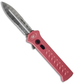 Asheville Steel Paragon PARA-X Damascus Rose Morte Automatic Knife (3.5" Serr)