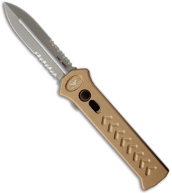Asheville Steel Paragon PARA-XD Pewter OTF Knife (3.5" Nickel Serr) 2X
