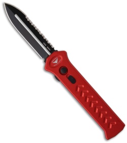 Asheville Steel Paragon Red PARA-X OTF Dagger Knife (3.5" Black Serr) ATKO10