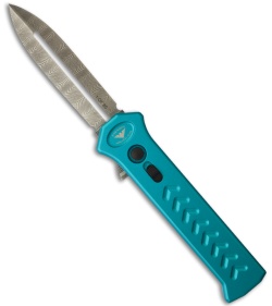 Asheville Steel Paragon PARA-X Damascus Turquoise Automatic Knife (3.5" Plain)