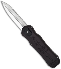 Piranha Excalibur OTF Knife Black Double Action Automatic (3.2" Mirror Full Ser)