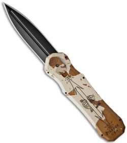 Piranha Desert Camo Excalibur OTF Knife D/A Automatic Knife (3.2" Black Plain)