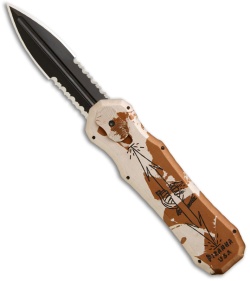 Piranha Excalibur Knife Desert Camo OTF Automatic (3.2" Black Serr)