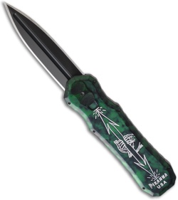 Piranha Green Excalibur OTF Knife Double Action Automatic (3.2" Black Plain)