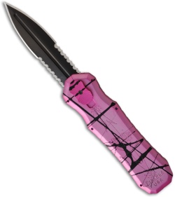 Piranha Hot Pink Excalibur OTF Knife Double Action Automatic (3.2" Black Serr)