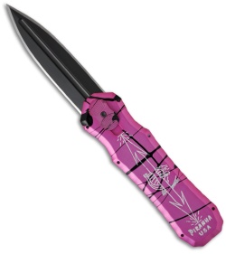 Piranha Hot Pink Excalibur OTF Knife Double Action Automatic (3.2" Black Plain)