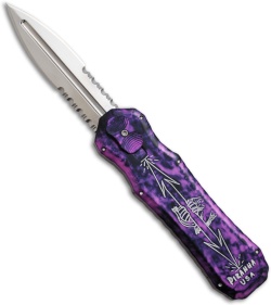 Piranha Plum Excalibur OTF Knife Double Action Automatic (3.2" Mirror Serr)