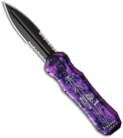 Piranha Plum Excalibur OTF Knife Double Action Automatic (3.2" Black Serr)