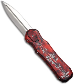 Piranha Red Excalibur Knife D/A OTF Automatic (3.2" Mirror Plain)