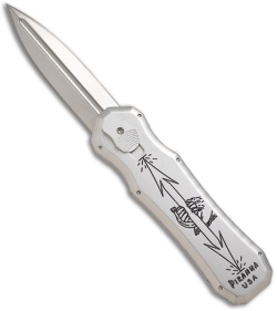 Piranha Silver Excalibur Knife D/A OTF Automatic (3.2" Mirror Plain)