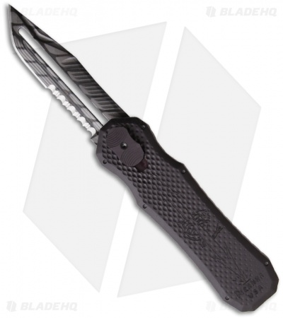 Piranha Tactical Excalibur OTF Tanto Knife D/A Auto (Fluted / Wire Black Serr)