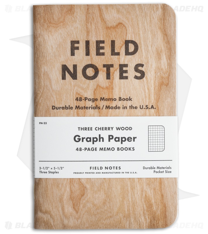 Field Notes Cherry Wood Graph Paper 48Page Memo Books (Set of 3