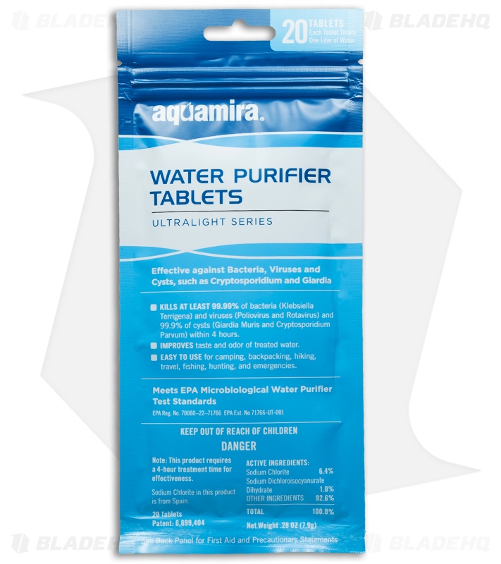 Aquamira Microbiological Water Purifier Tablets (20 Pack) Blade HQ