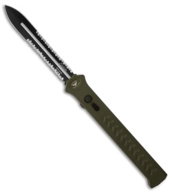 Asheville Steel Paragon Estiletto Green OTF Automatic Knife (5.25" Black Serr)