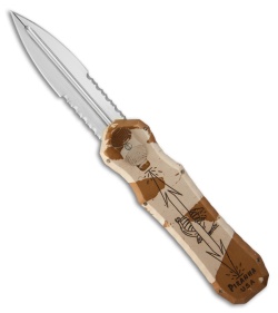 Piranha Excalibur Knife Desert Camo OTF Automatic (3.2" Mirror Serr)
