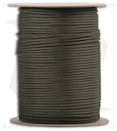 Spool of OD Green 550 Paracord Nylon Braided 7-Strand Core (1000') USA