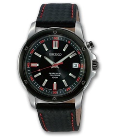 Seiko Men's Stainless Steel Perpetual Calendar Black Ion Watch (Black) SNQ097