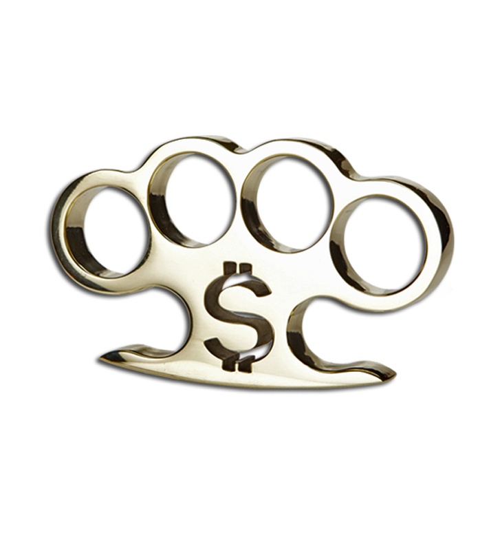 American Made Knuckles Pay Up Polished Brass Knuckle Weight Blade HQ