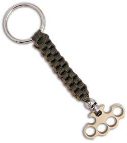 Woody Knuckles Brushed Brass Mini-PK Keychain w/ Lanyard Pendant & Skull Bead