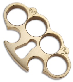 Woody Knuckles Keyhole Duster Brushed Brass Four Finger Knuckles w/ Skull