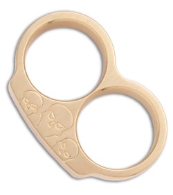 Woody Knuckles Skull Trio Brushed Brass Two Finger Knuckles