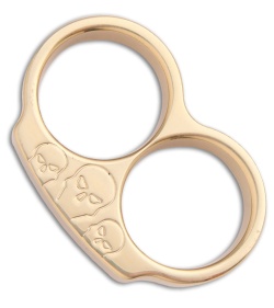 Woody Knuckles Skull Trio Polished Brass Two Finger Knuckles