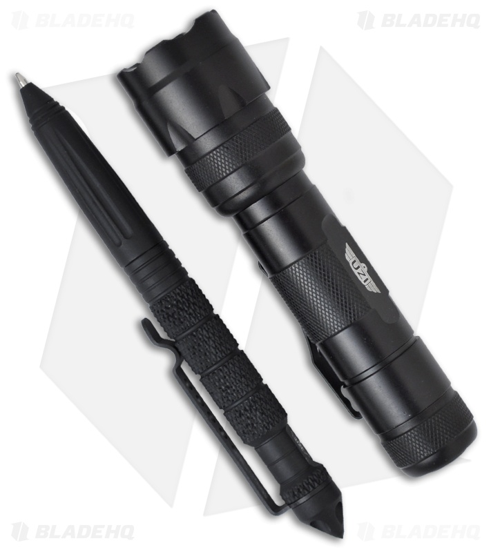 UZI Tactical Pen & LED Flashlight Set Blade HQ
