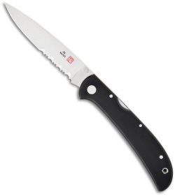 Al Mar Eagle Ultralight Black Linen Micarta Knife (4" Serr) 1005UBK4
