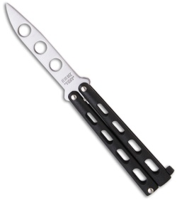 Bear & Sons 113TR Small Butterfly Knife Trainer w/Black Handle (3.3" Satin Dull)