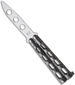 Bear & Sons 113TR Small Butterfly Knife Trainer w/ Silver Vein (3.3" Satin Dull)