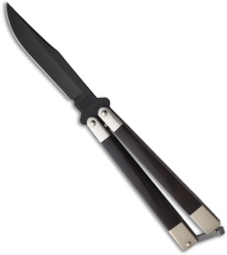 Bear Butterfly Knife w/ Burgundy Micarta Handles (4" Black Plain) 417R