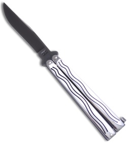 Bear Butterfly Knife Stainless Steel Handle (4" Titanium Black Plain) S17T1