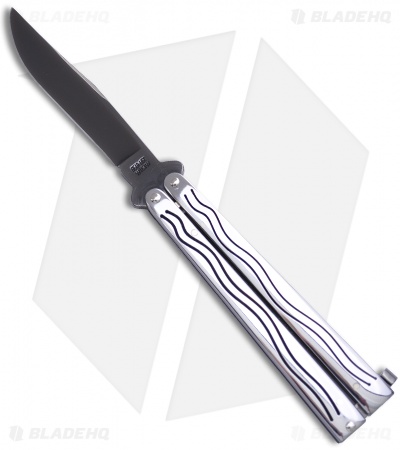 Bear Butterfly Knife Stainless Steel Handle (4" Titanium Black Plain) S17T1