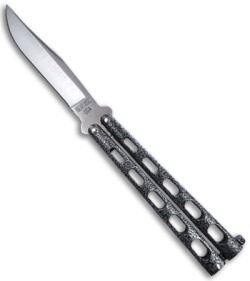 Bear Butterfly Knife Balisong w/ Silver Speckle Handle (4" Satin Plain) 114