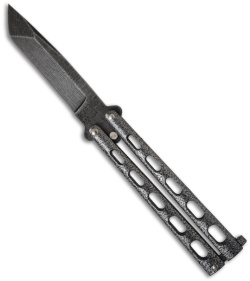 Bear Butterfly Knife Large Tanto Damascus Blade (4" Plain) 114AD