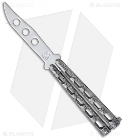 Bear Butterfly Knife Trainer w/ Silver Vein Handle (4" Dull Blade) 114TR