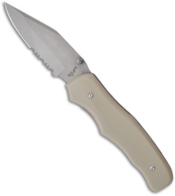 Bear OPS MC-110-DS4-P-SR Tan G10 Folding Clip Point Knife (3.25" Bead Serr)