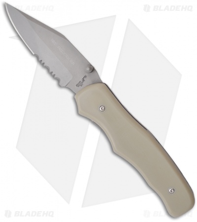 Bear OPS MC-110-DS4-P-SR Tan G10 Folding Clip Point Knife (3.25" Bead Serr)