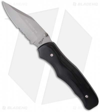 Bear OPS MC-110-B7-P-SR Black G10 Folding Clip Point Knife (3.25" Bead Serr)
