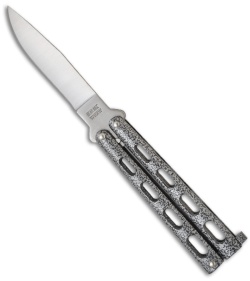 Bear & Sons 113 Small Butterfly Knife w/ Silver Vein Handle (3.3" Satin Plain)