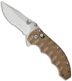 Benchmade 300SSN Ball Axis Flipper Folding Knife Sand G-10 (3.05" Satin Serr)