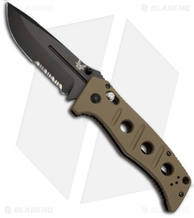 Benchmade 275 Adamas Folding Knife w/ Tan Handle (3.82" Black Serr) 275SBKSN